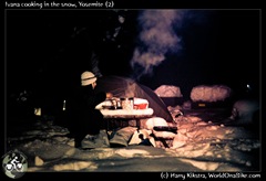 Ivana cooking in the snow, Yosemite (2)