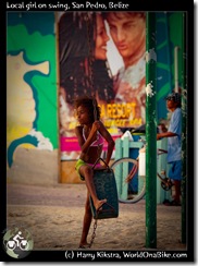 Local girl on swing, San Pedro, Belize